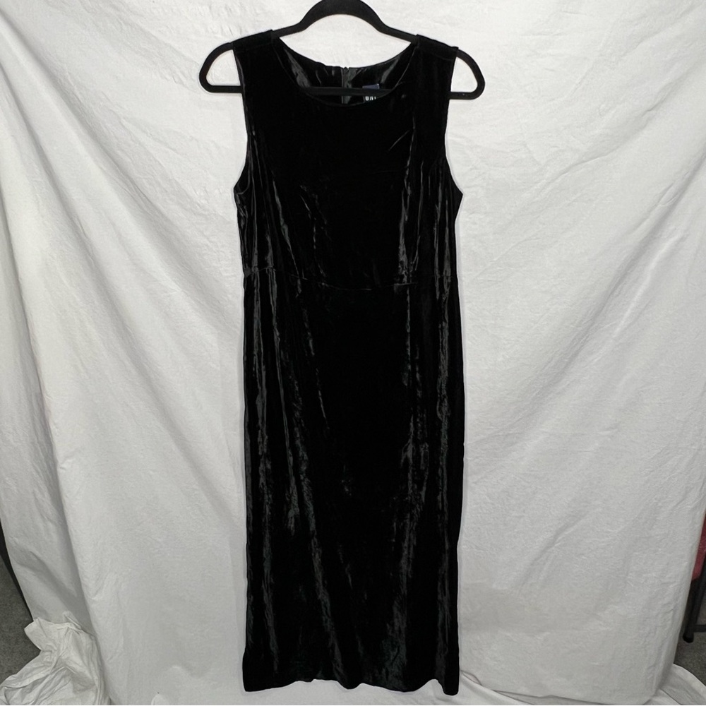 Vintage GAPβ Maxi Dress Black Crushed Velvet Women's Sz 12 90s Y2K Goth Witchy